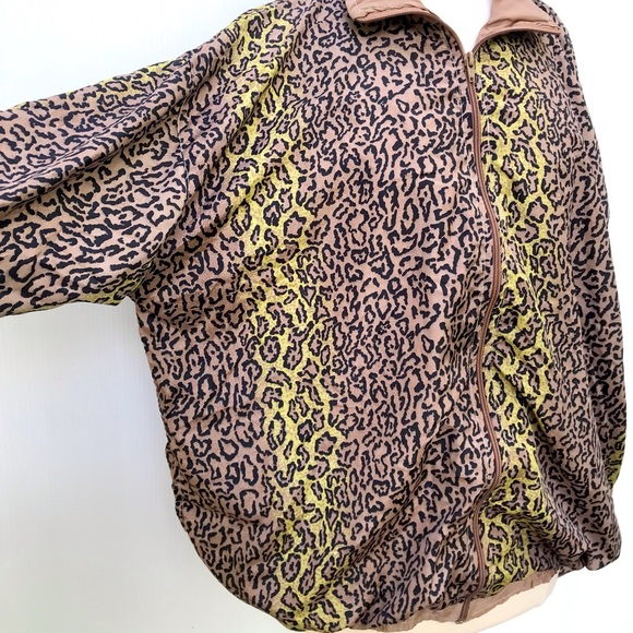 Vintage 80’s leopard print mob wife warm up track jacket windbreaker coat - Picture 3 of 9